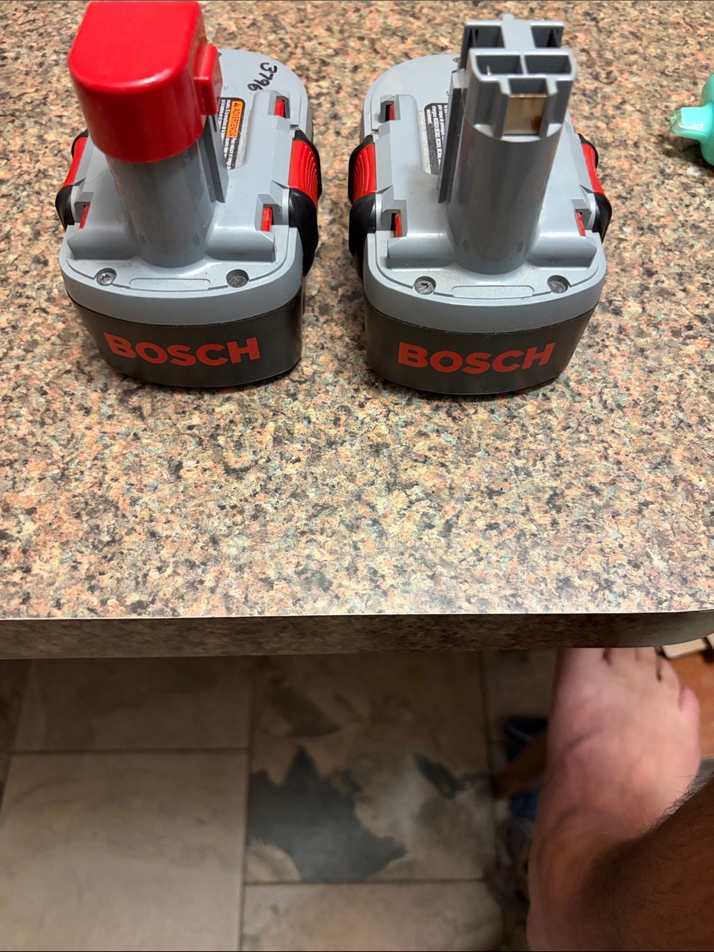 2 18v 2.4ah Bosch Power Tool Batteries - Gray with Red Accents